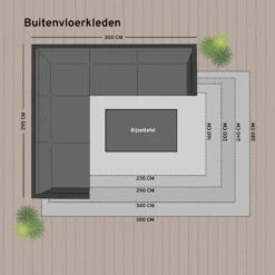 Buiten Vloerkleed Leaf - Zwart - Dubbelzijdig - EVA Interior - 280 X 380 -Tapijt Wereld 1000020405 0102