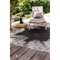 Buiten Vloerkleed Leaf - Zwart - Dubbelzijdig - EVA Interior - 280 X 380 -Tapijt Wereld 1000020405 0103