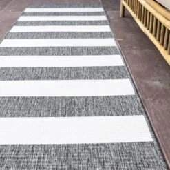 Buiten Loper - Balkonkleed Stripes - Grijs/Wit - Dubbelzijdig - EVA Interior... -Tapijt Wereld 1000036214 0102
