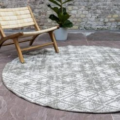 Rond Buitenkleed Frost - Bruin/grijs- Dubbelzijdig - EVA Interior - 200 Cm -... -Tapijt Wereld 1000036220 0103