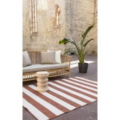 EVA Interior Buitenkleed Stripes Roest/wit Dubbelzijdig - 240 X 340 -Tapijt Wereld 1000036224 0101