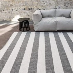 EVA Interior Buitenkleed Stripes Grijs/Wit Dubbelzijdig - 160 X 230 Cm -Tapijt Wereld 1000036230 0102