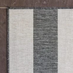 EVA Interior Buitenkleed Stripes Grijs/Wit Dubbelzijdig - 160 X 230 Cm -Tapijt Wereld 1000036230 0103