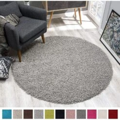 Loca Shaggy Rond Vloerkleed Lichtgrijs Hoogpolig - 150 CM ROND -Tapijt Wereld 1000066058 0102