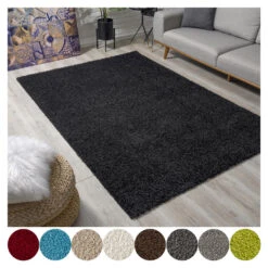 Loca Shaggy Vloerkleed Zwart Hoogpolig - 160x230 CM -Tapijt Wereld 1000066167 0102