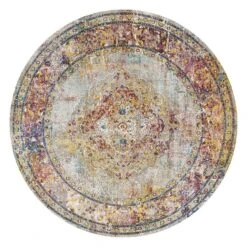 Picasso Keshan Vintage Rond Vloerkleed Multi / Beige Laagpolig - 133 CM ROND