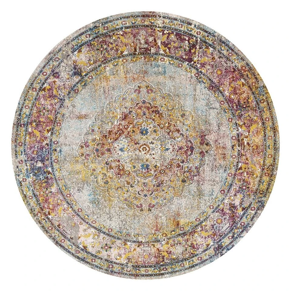 Picasso Keshan Vintage Rond Vloerkleed Multi / Beige Laagpolig - 133 CM ROND 3 Picasso Keshan Vintage Rond Vloerkleed Multi / Beige Laagpolig - 133 CM ROND