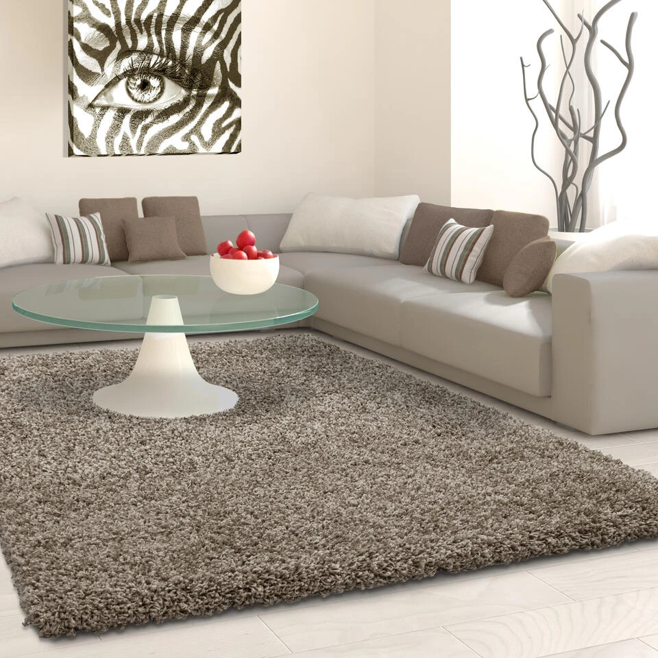 Basic Shaggy Vloerkleed Taupe Hoogpolig - 200x290 CM 4 Basic Shaggy Vloerkleed Taupe Hoogpolig - 200x290 CM - Afbeelding 2