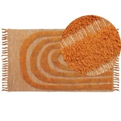 Beliani Laagpolig - HAKKARI Oranje Katoen 80x150 Cm