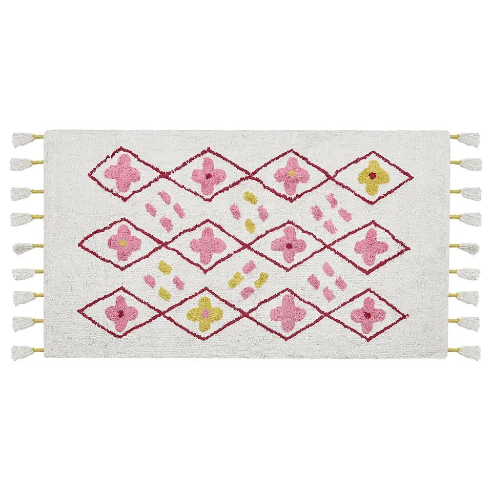 Beliani Laagpolig - CAVUS Wit Katoen 80x150 Cm 3 Beliani Laagpolig - CAVUS Wit Katoen 80x150 Cm