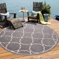 Berlin Binnen En Buitenvloerkleed Laagpolig Outdoor Licht Grijs - 150 CM ROND 8 Berlin Binnen En Buitenvloerkleed Laagpolig Outdoor Licht Grijs - 150 CM ROND -Tapijt Wereld 1000081157 0102