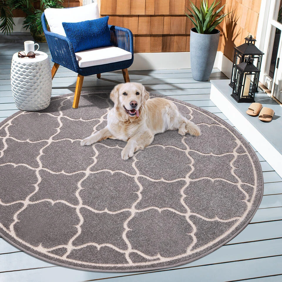 Berlin Binnen En Buitenvloerkleed Laagpolig Outdoor Licht Grijs - 200 CM ROND 6 Berlin Binnen En Buitenvloerkleed Laagpolig Outdoor Licht Grijs - 200 CM ROND - Afbeelding 4