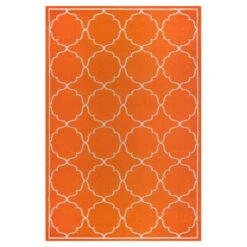 Berlin Binnen En Buitenvloerkleed Laagpolig Outdoor Oranje - 150 CM ROND