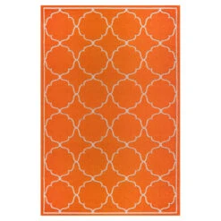 Berlin Binnen En Buitenvloerkleed Laagpolig Outdoor Oranje - 120 CM ROND