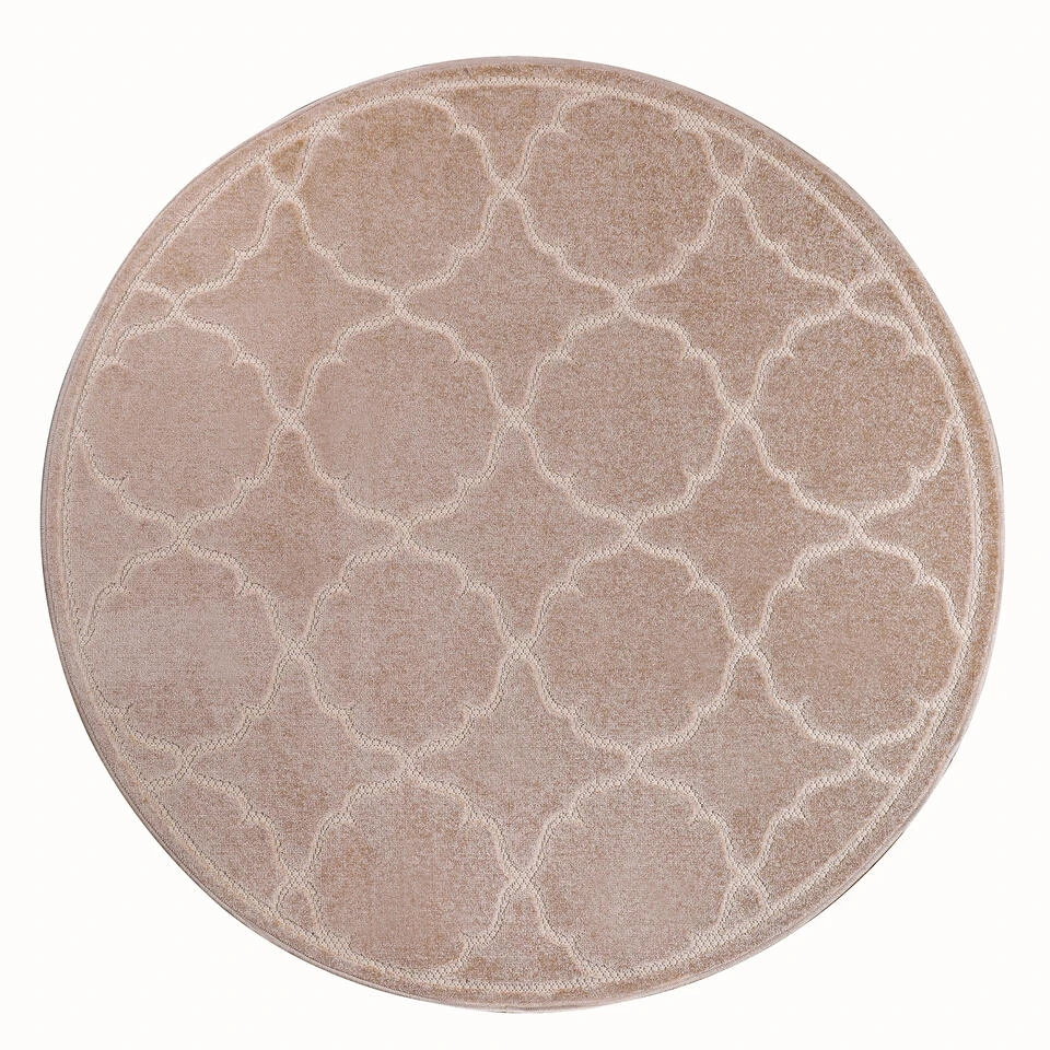 Berlin Binnen En Buitenvloerkleed Laagpolig Outdoor Beige - 120 CM ROND 4 Berlin Binnen En Buitenvloerkleed Laagpolig Outdoor Beige - 120 CM ROND - Afbeelding 2