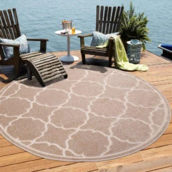 Berlin Binnen En Buitenvloerkleed Laagpolig Outdoor Beige - 120 CM ROND 8 Berlin Binnen En Buitenvloerkleed Laagpolig Outdoor Beige - 120 CM ROND -Tapijt Wereld 1000081181 0102