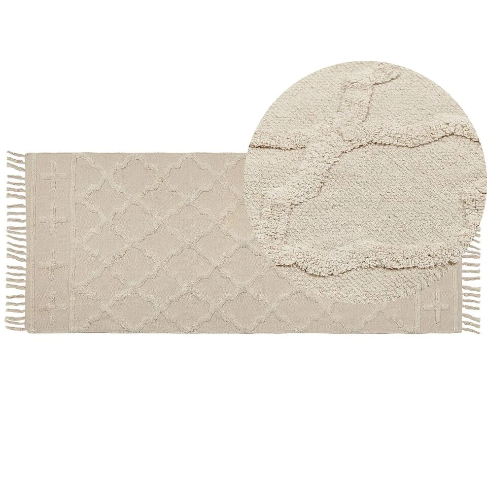 Beliani Loper - TOZLU Beige Katoen 80x230 Cm 3 Beliani Loper - TOZLU Beige Katoen 80x230 Cm