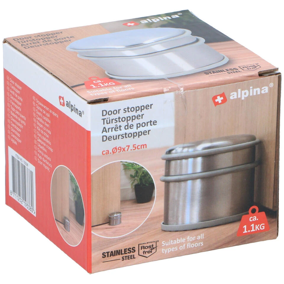 Alpina Deurstop - 1,1 Kg - Metaal - Grijze Rubberen Rand - 9 X 7 Cm 4 Alpina Deurstop - 1,1 Kg - Metaal - Grijze Rubberen Rand - 9 X 7 Cm - Afbeelding 2