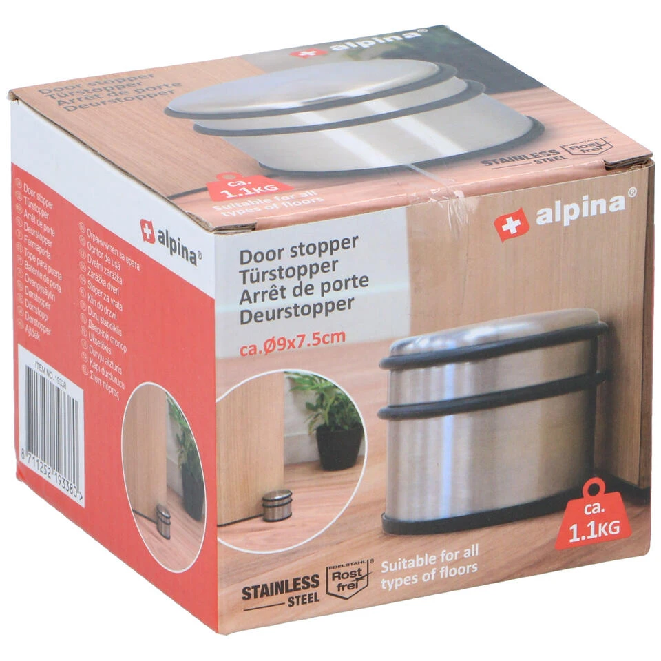 Alpina Deurstop - 1,1 Kg - Metaal - Rubberen Rand - 9 X 7 Cm 4 Alpina Deurstop - 1,1 Kg - Metaal - Rubberen Rand - 9 X 7 Cm - Afbeelding 2
