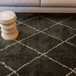 Interieur05 Hoogpolig Vloerkleed Berber Kris Kros Groen/wit - 240 X 330cm -Tapijt Wereld 1000086500 0102