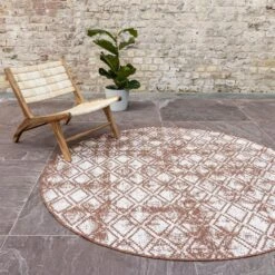 Buiten Vloerkleed Frost - Roest/Wit - Dubbelzijdig - EVA Interior - Rond 240 Ø -Tapijt Wereld 1000086804 0102