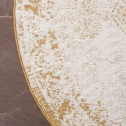 Buitenkleed Sage - Geel/Okergeel - Dubbelzijdig - EVA Interior - Rond 240 Ø -Tapijt Wereld 1000089505 0102