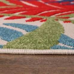 Floral Binnen En Buitenvloerkleed Laagpolig Outdoor Multi - 120 CM ROND -Tapijt Wereld 1000090701 0103