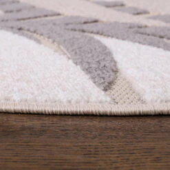 Floral Binnen En Buitenvloerkleed Laagpolig Outdoor Creme - 150 CM ROND -Tapijt Wereld 1000090704 0103