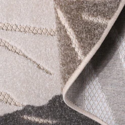 Floral Binnen En Buitenvloerkleed Laagpolig Outdoor Beige - 150 CM ROND -Tapijt Wereld 1000090708 0103