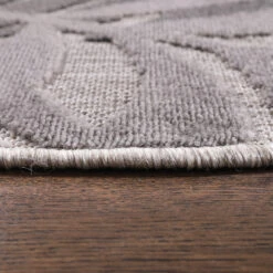 Floral Binnen En Buitenvloerkleed Laagpolig Outdoor Grijs - 200 CM ROND -Tapijt Wereld 1000090715 0103