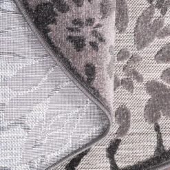 Floral Binnen En Buitenvloerkleed Laagpolig Outdoor Grijs - 150 CM ROND -Tapijt Wereld 1000090724 0102