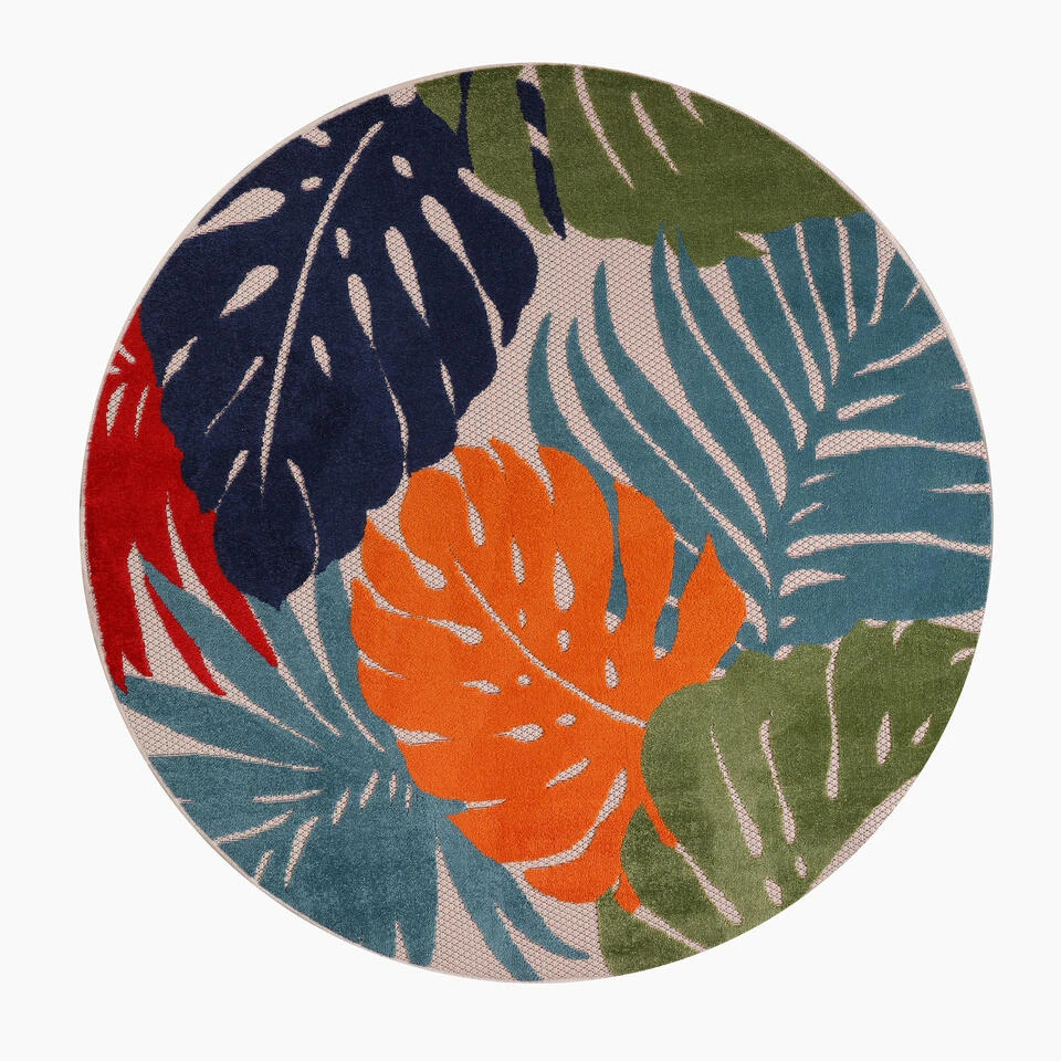 Floral Binnen En Buitenvloerkleed Laagpolig Outdoor Multi - 200 CM ROND 4 Floral Binnen En Buitenvloerkleed Laagpolig Outdoor Multi - 200 CM ROND - Afbeelding 2