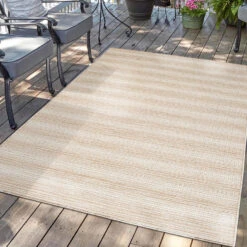 Palm Tuin Binnen En Buiten Vloerkleed Tapijt Laagpolig Beige - 150x150 CM