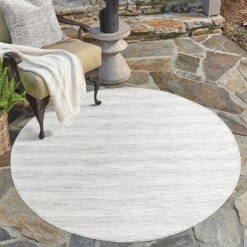 Palm Binnen En Buiten Vloerkleed Tapijt Laagpolig Grijs - 200 CM ROND