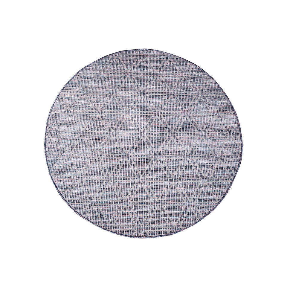 Palm Binnen En Buiten Vloerkleed Tapijt Laagpolig Blauw Roze - 200 CM ROND 4 Palm Binnen En Buiten Vloerkleed Tapijt Laagpolig Blauw Roze - 200 CM ROND - Afbeelding 2