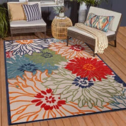 Floral Garden Binnen En Buitenvloerkleed Laagpolig Outdoor Multi - 120x170 CM