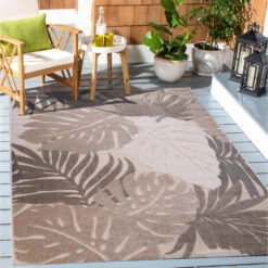 Floral Binnen En Buitenvloerkleed Laagpolig Outdoor Beige - 140x200 CM