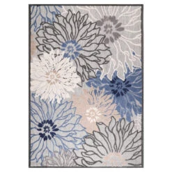 Floral Garden Binnen En Buitenvloerkleed Laagpolig Outdoor Grijs - 200x290 CM -Tapijt Wereld 1000092544 0101