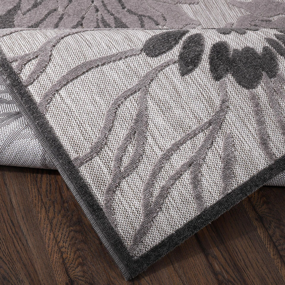 Floral Binnen En Buitenvloerkleed Laagpolig Outdoor Grijs - 140x200 CM 6 Floral Binnen En Buitenvloerkleed Laagpolig Outdoor Grijs - 140x200 CM - Afbeelding 4