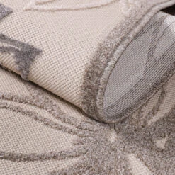 Floral Tuin Binnen En Buitenvloerkleed Laagpolig Outdoor Creme - 140x200 CM -Tapijt Wereld 1000092564 0103