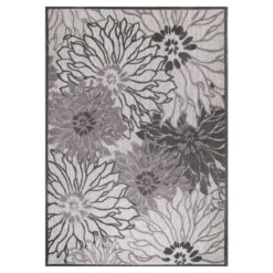 Floral Garden Binnen En Buitenvloerkleed Laagpolig Outdoor Grijs - 120x170 CM -Tapijt Wereld 1000092566 0101