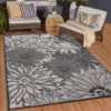 Floral Garden Binnen En Buitenvloerkleed Laagpolig Outdoor Grijs - 120x170 CM -Tapijt Wereld 1000092566