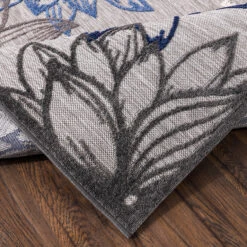 Floral Binnen En Buitenvloerkleed Laagpolig Outdoor Grijs - 120x170 CM -Tapijt Wereld 1000092567 0103