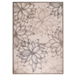 Floral Binnen En Buitenvloerkleed Laagpolig Outdoor Creme - 120x170 CM -Tapijt Wereld 1000092569 0101