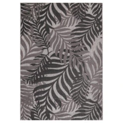 Floral Tuin Binnen En Buitenvloerkleed Laagpolig Outdoor Grijs - 140x200 CM -Tapijt Wereld 1000092571 0101