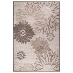 Floral Garden Binnen En Buitenvloerkleed Laagpolig Outdoor Creme - 120x170 CM -Tapijt Wereld 1000092576 0101