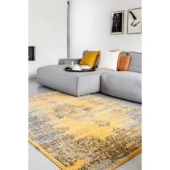 Vintage Vloerkleed Bloom - Okergeel - EVA Interior - 185 X 270 Cm -Tapijt Wereld 1429937537 0103