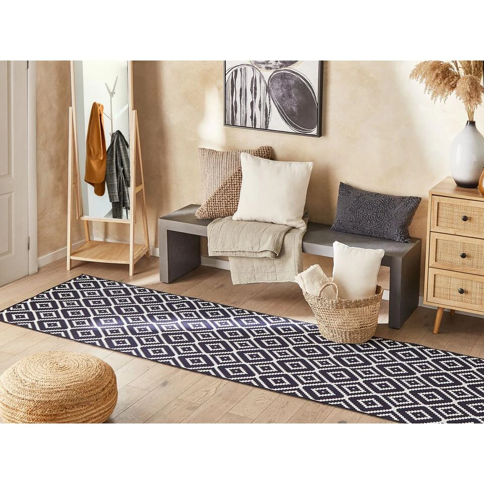 Beliani Loper - KARUNGAL Zwart Polyester 80x240 Cm 4 Beliani Loper - KARUNGAL Zwart Polyester 80x240 Cm - Afbeelding 2