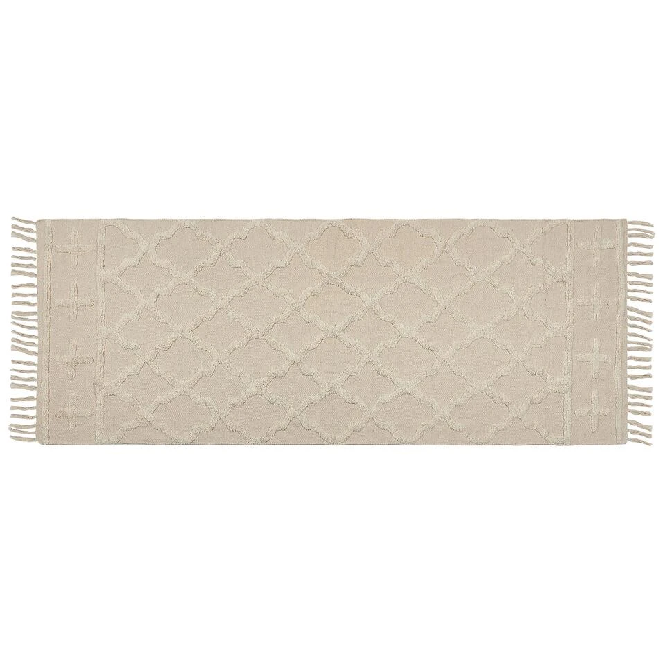 Beliani Loper - TOZLU Beige Katoen 80x230 Cm 6 Beliani Loper - TOZLU Beige Katoen 80x230 Cm - Afbeelding 4
