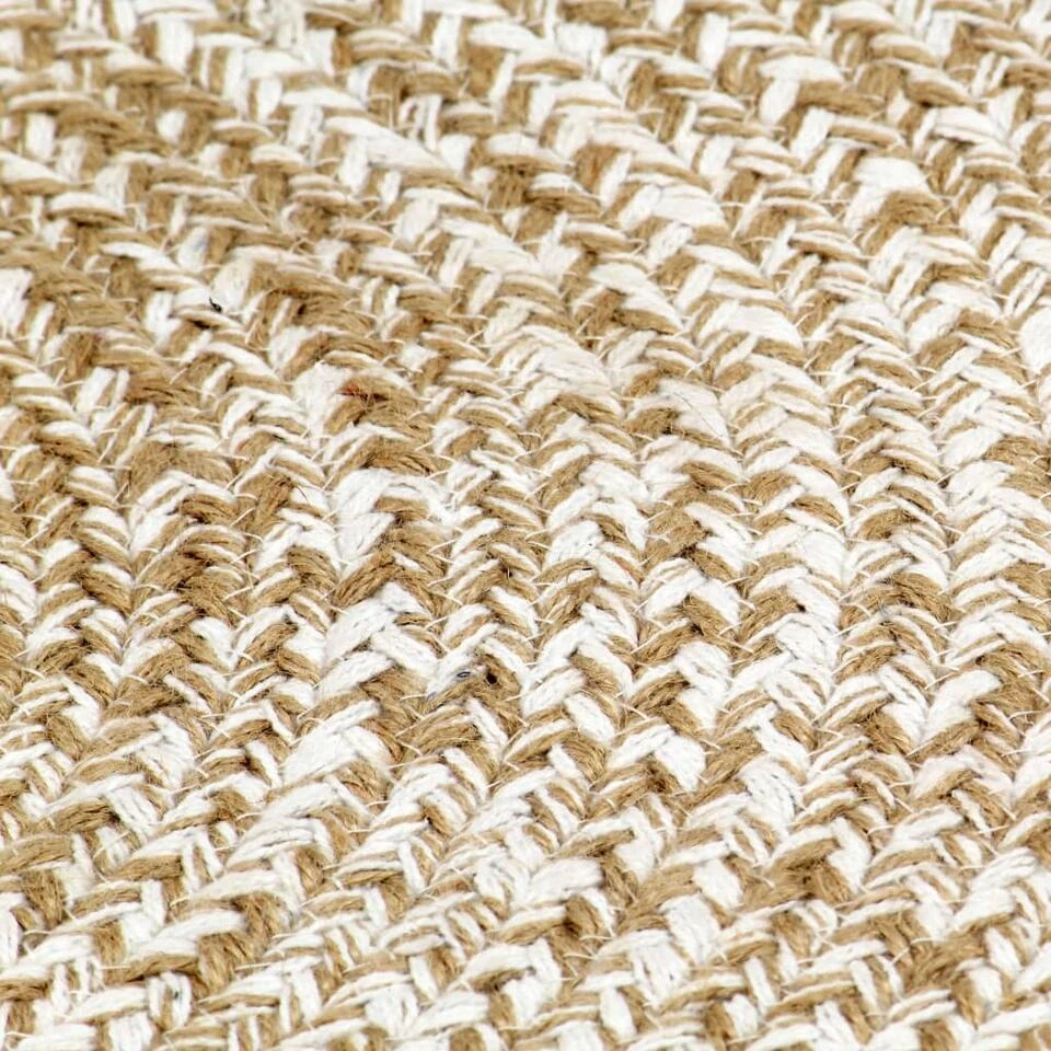 VidaXL Vloerkleed Handgemaakt 120 Cm Jute Wit En Naturel 6 VidaXL Vloerkleed Handgemaakt 120 Cm Jute Wit En Naturel - Afbeelding 4